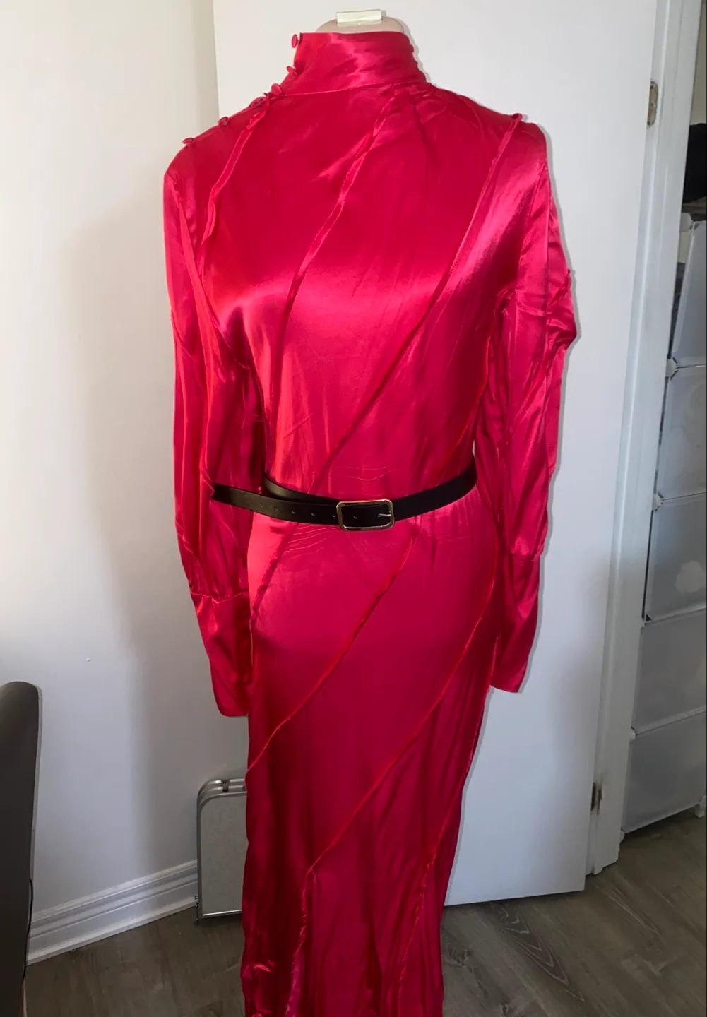 ASOS pink Satin long Dress - Size US 10 thumbnail