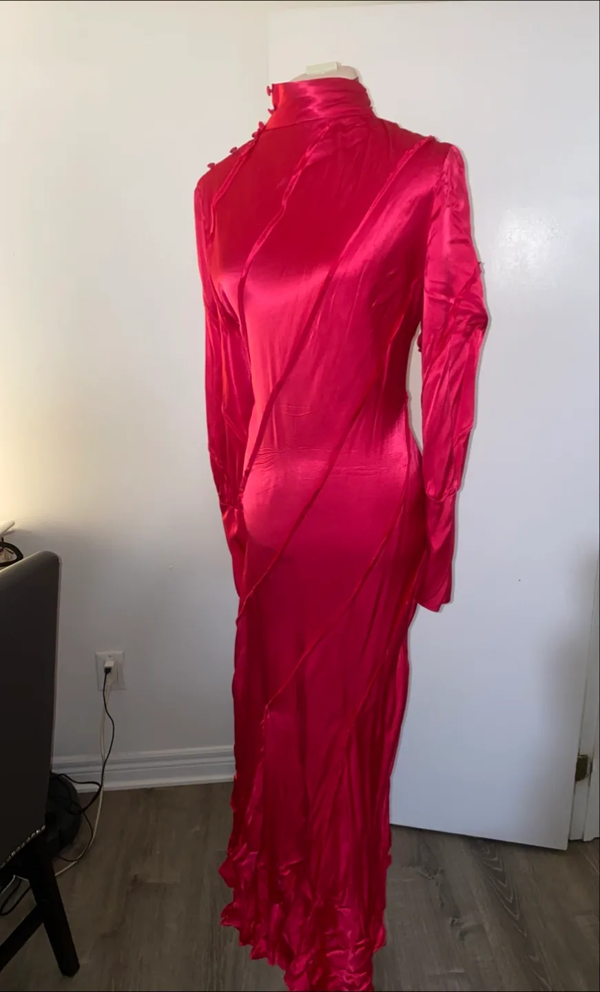 ASOS pink Satin long Dress - Size US 10 image indicator(3)
