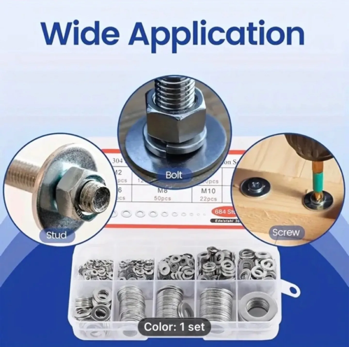 180pcs Stainless Steel Washer Assortment Set image indicator(6)