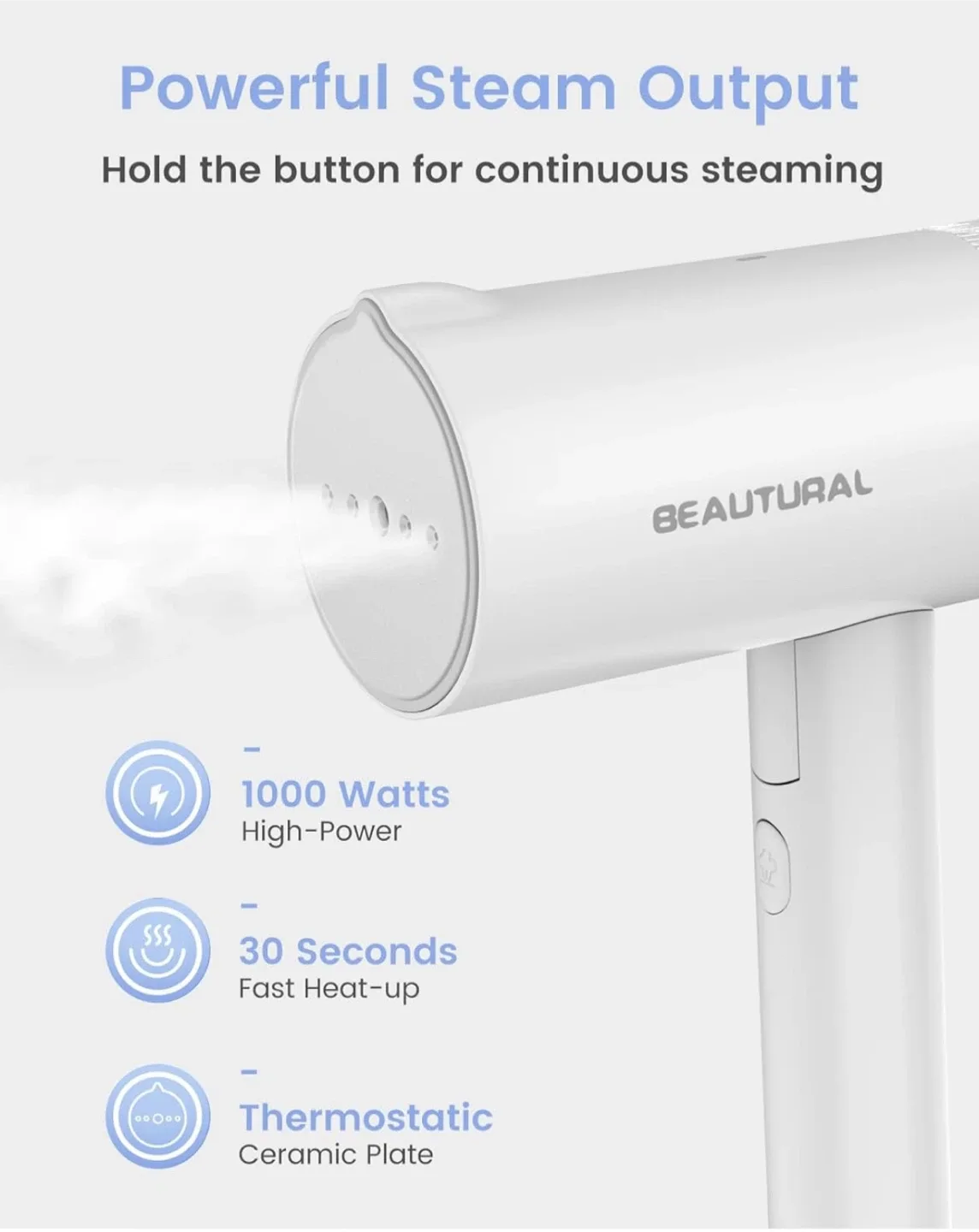 Beautural Handheld Garment Steamer image indicator(5)
