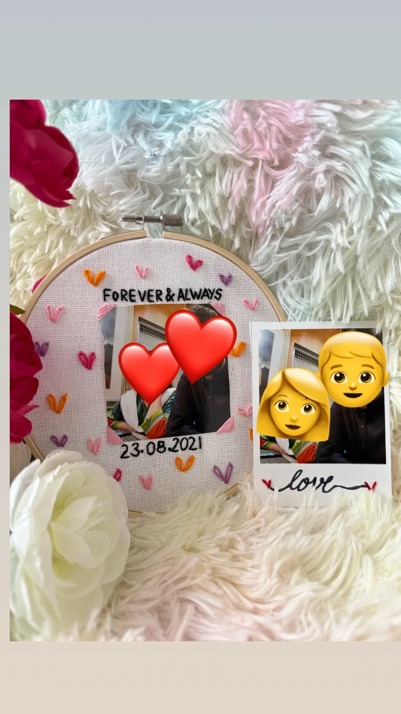 Beautiful couple photo handmade Embroidery thumbnail