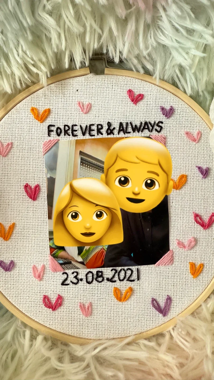 Beautiful couple photo handmade Embroidery image indicator(2)