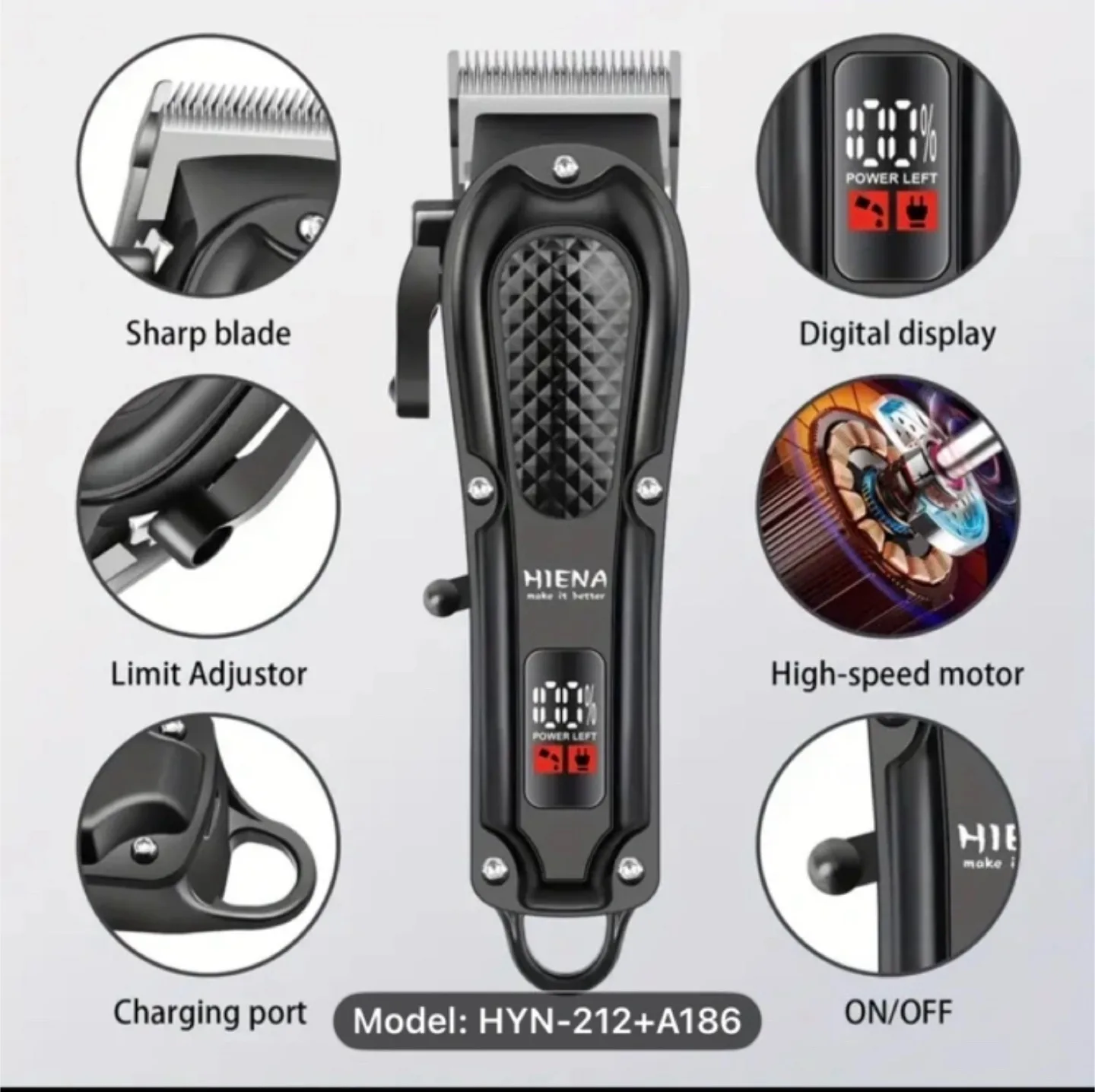 HIENA PRO 2pcs Men'S Hair Clippers and Beard Trimmers Set thumbnail