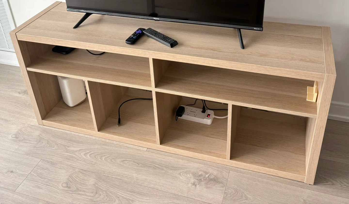 Oak Finish TV Stand with Storage