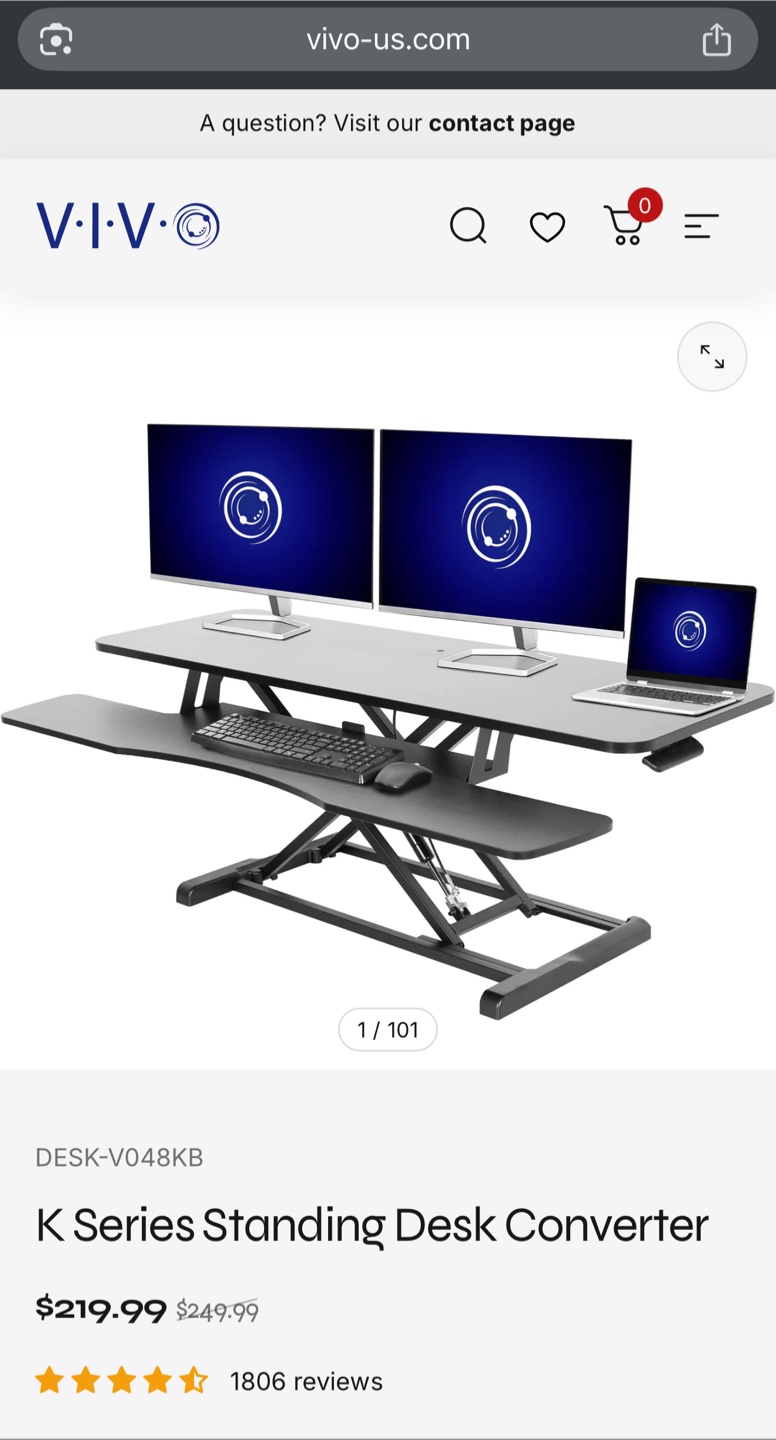 VIVO Black Standing Desk Converter - Like New!
