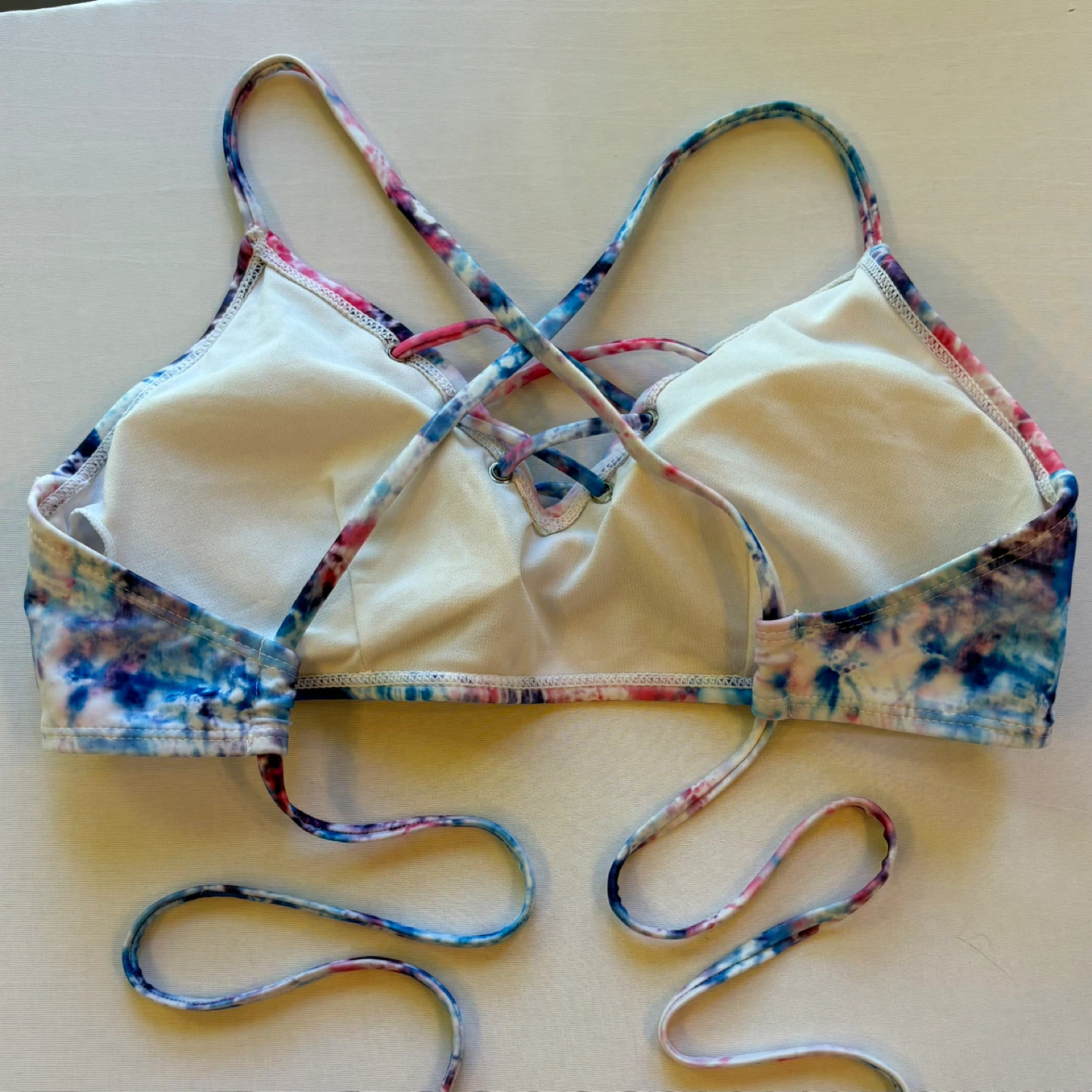 Ardene Lace Up Colorful Tie Dye Bikini Swimsuit Top Size S - photo 4