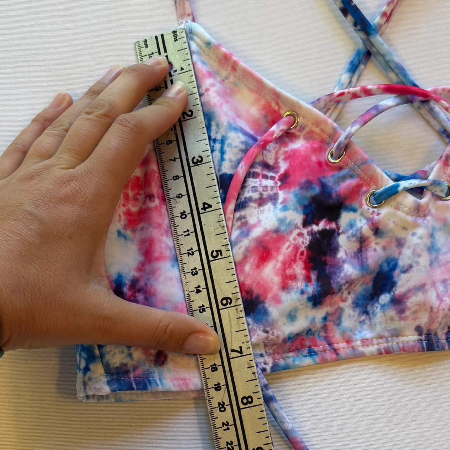 Ardene Lace Up Colorful Tie Dye Bikini Swimsuit Top Size S - photo 3