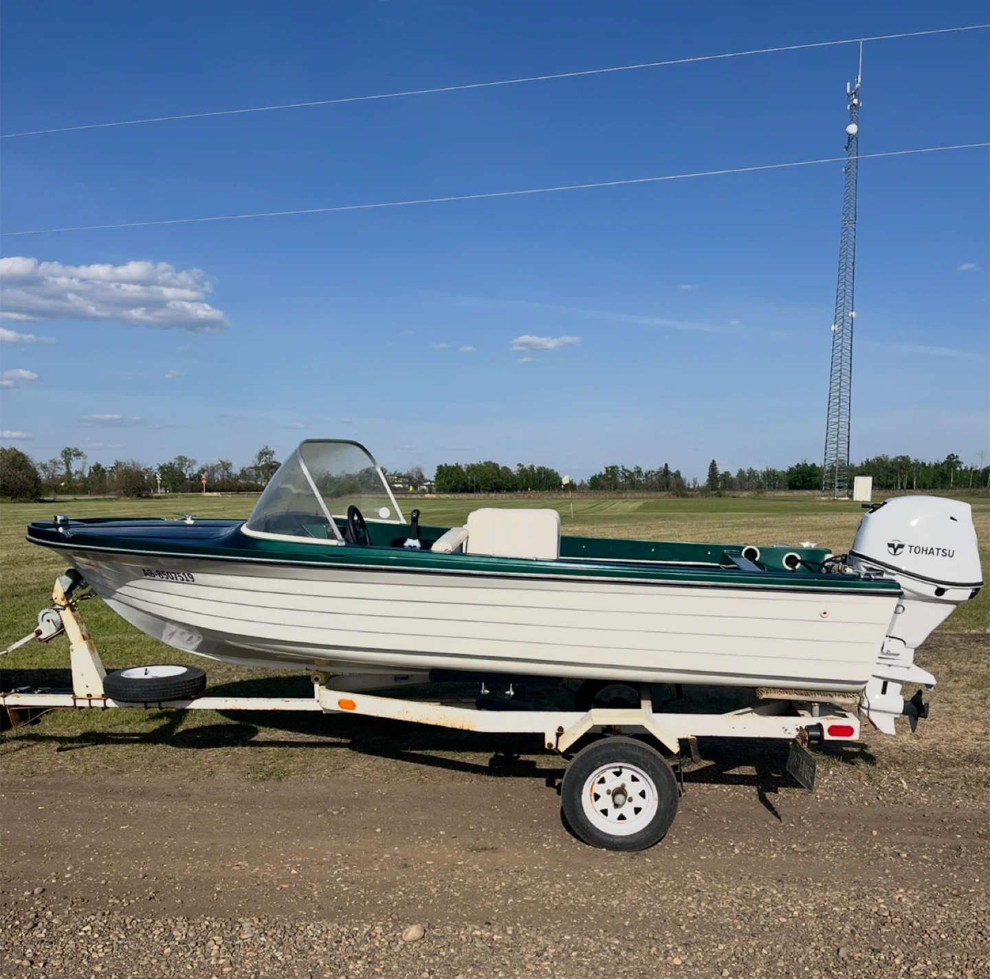 14ft Run Around Boat with New Motor, Bimini top and trailer