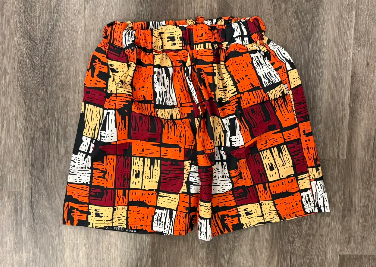 Patterned Orange Drawstring Shorts thumbnail