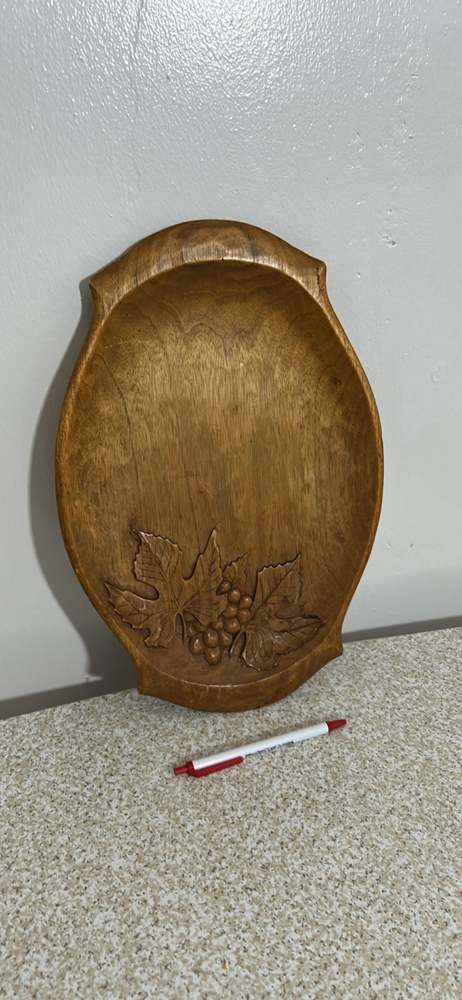 Wooden Decorative Tray with Grape Leaf Design - photo 2