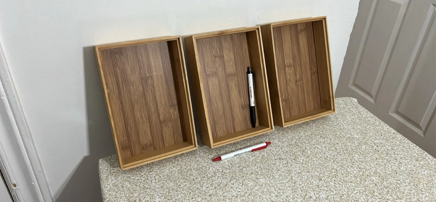 3 Bamboo Storage Box Containers. Stackable image indicator(2)
