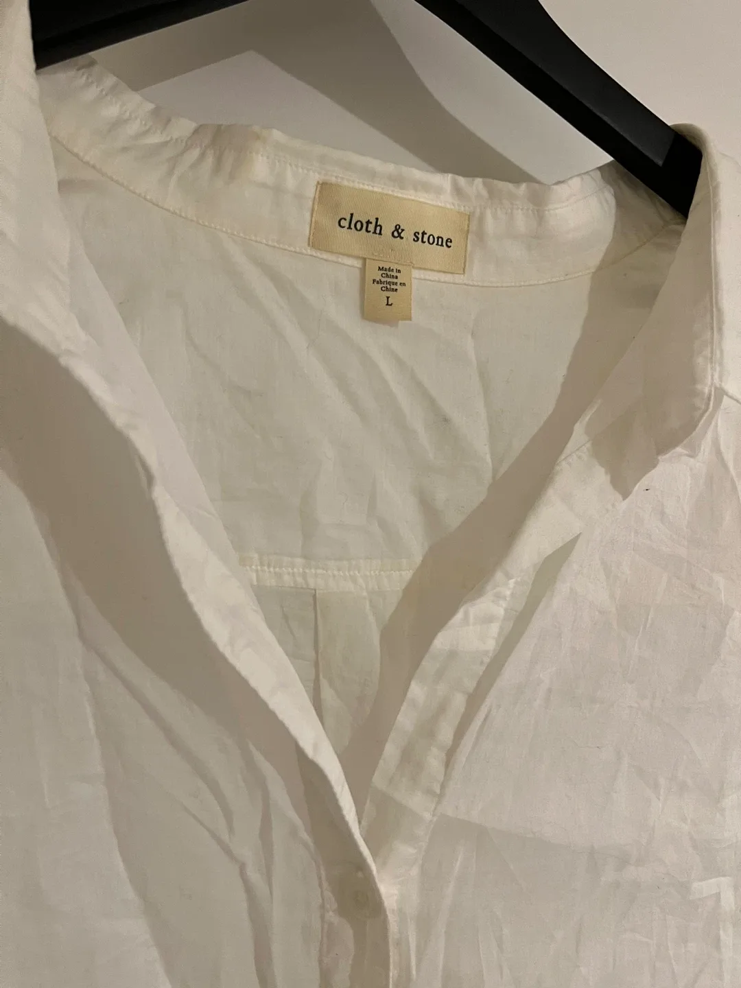 Cloth & Stone White Button-Down Shirt - Size L thumbnail