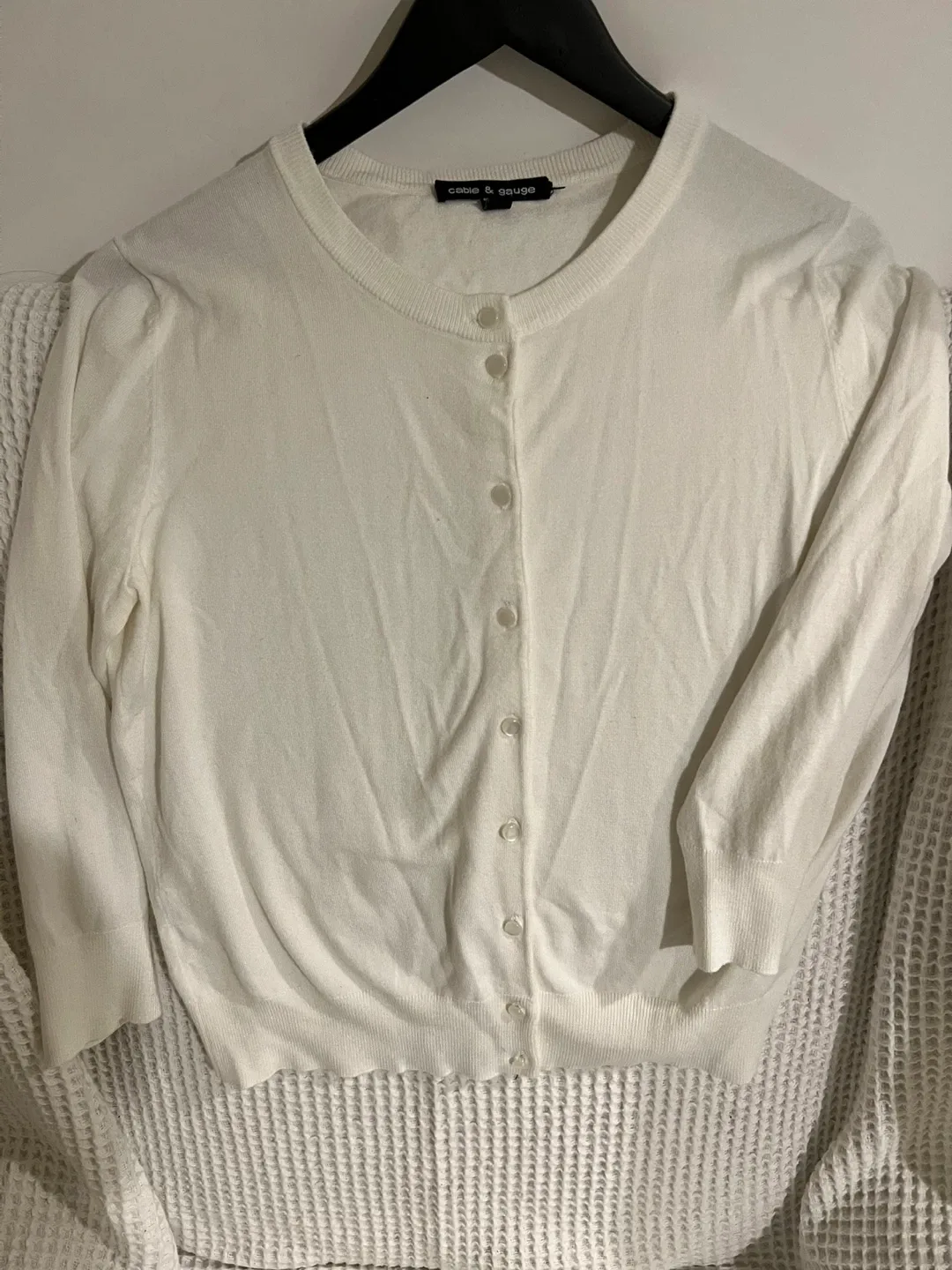 Cable & Gauge White Cardigan - Size S thumbnail