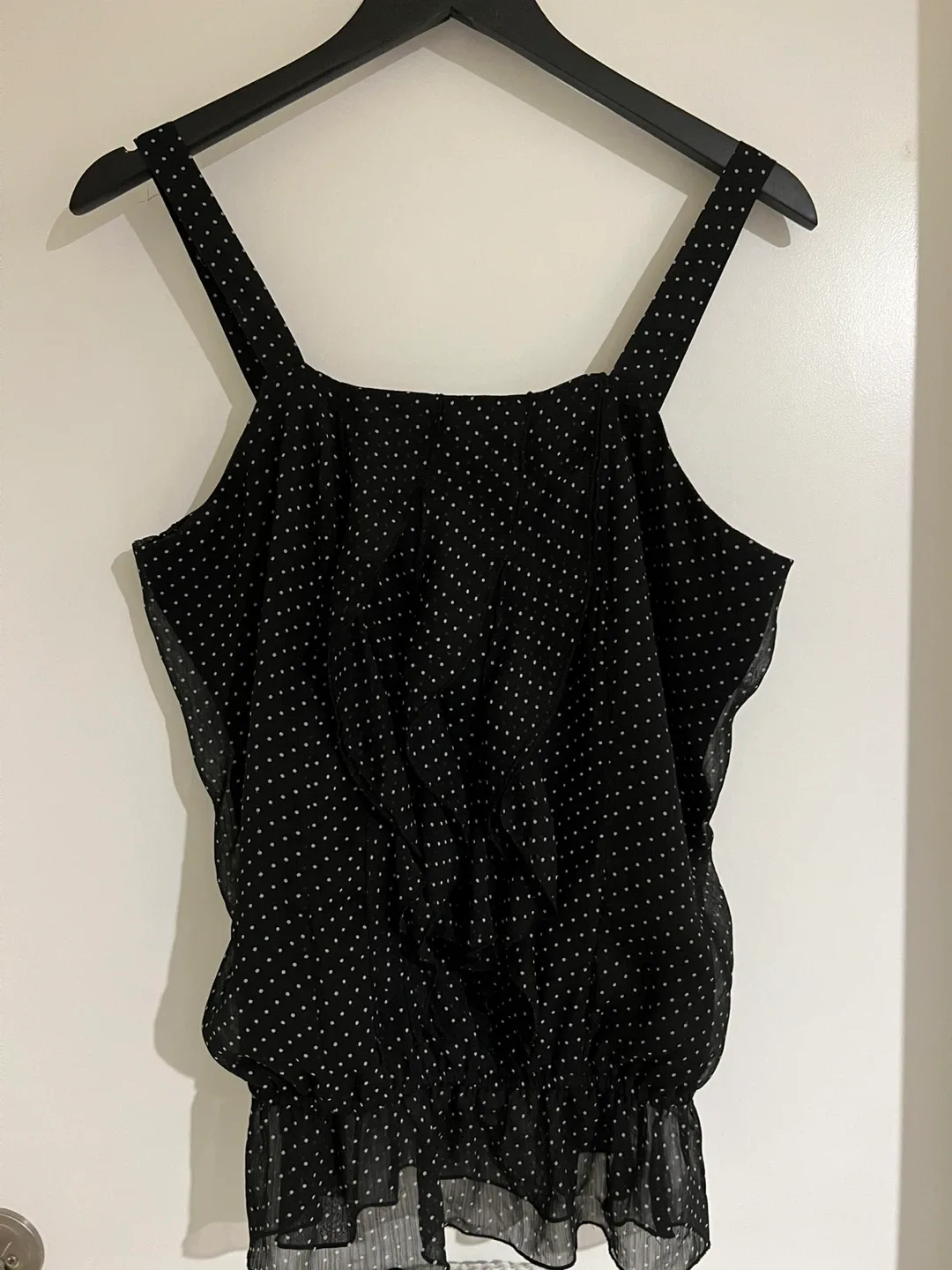 Esprit Black Polka Dot Top - Size Large thumbnail