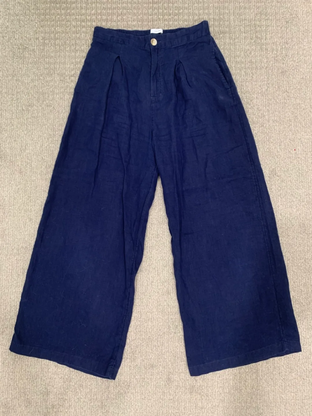 Navy linen wide leg pants