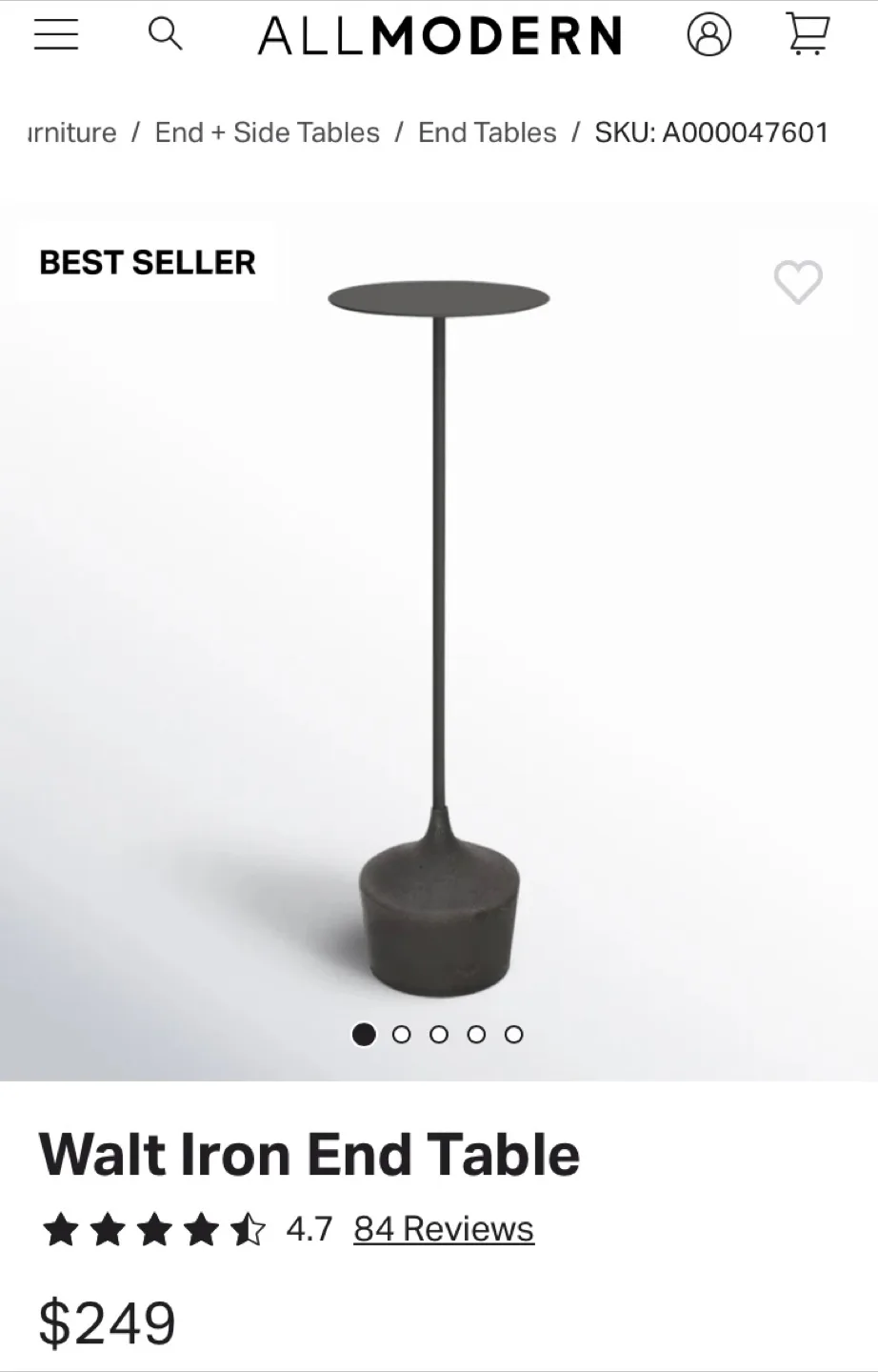 AllModern Walt Iron End Table image indicator(2)