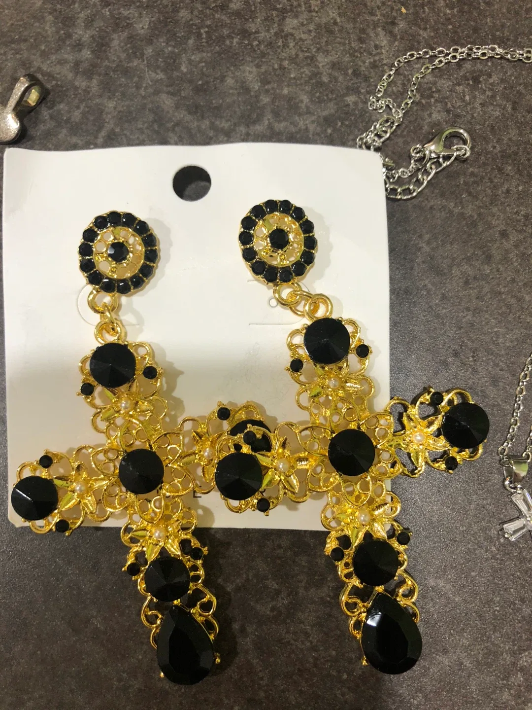 Gold & Black Statement Earrings thumbnail