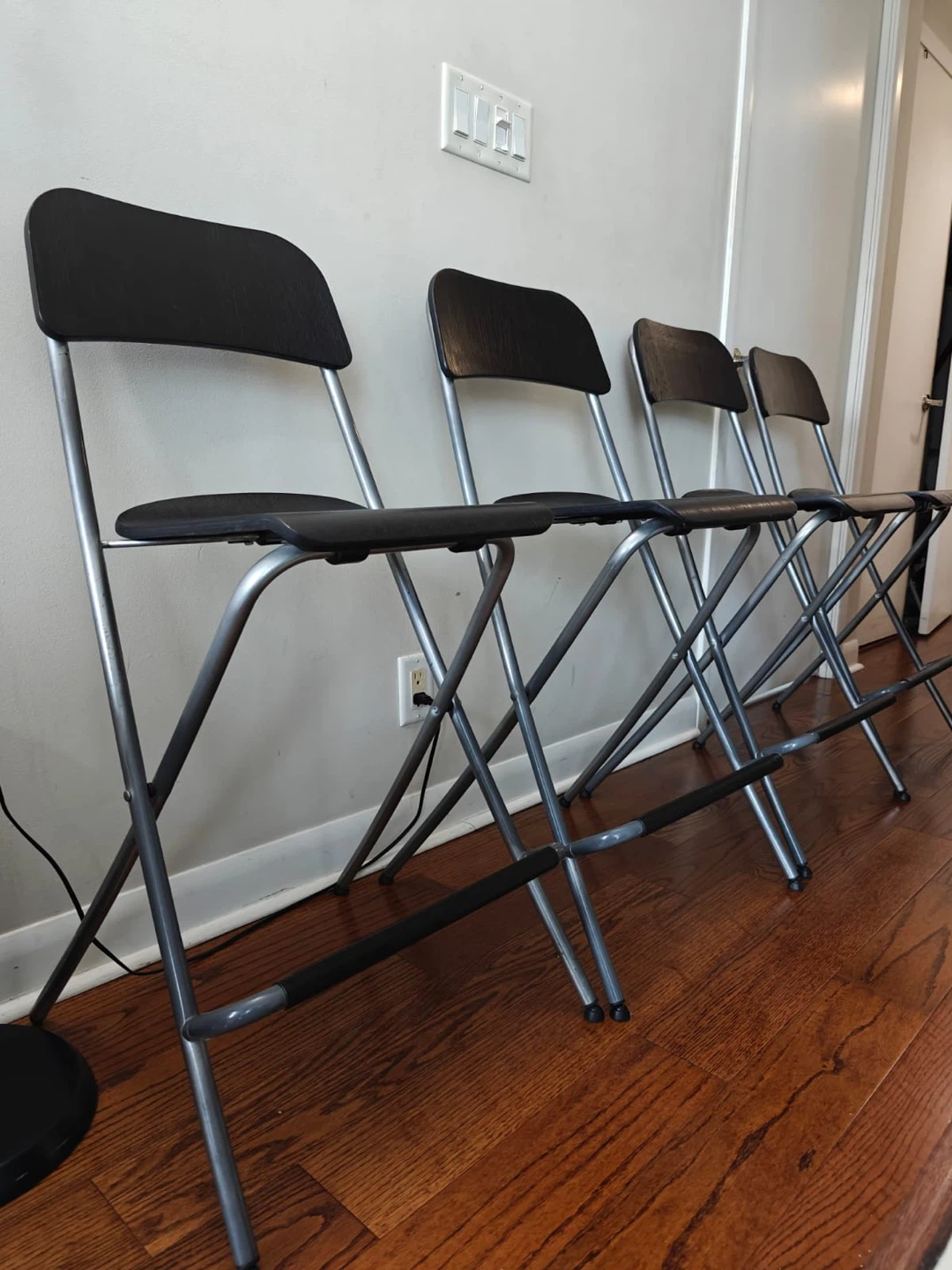 Moving sale! Set of 4 Black Folding Bar Stools - photo 4