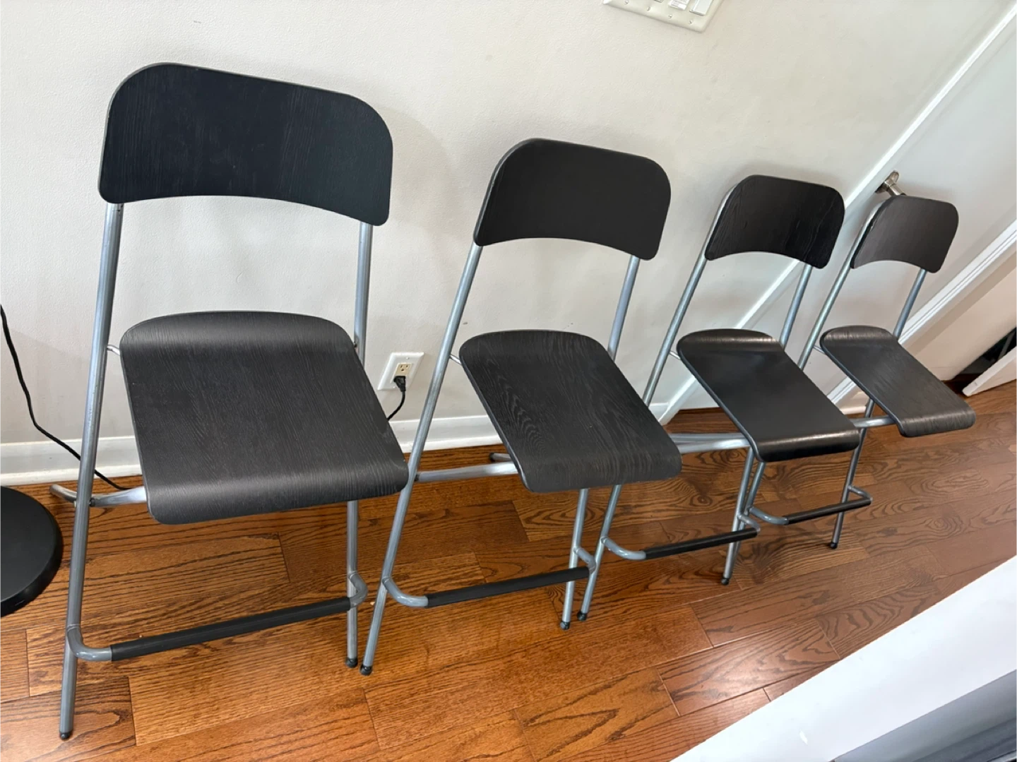 Moving sale! Set of 4 Black Folding Bar Stools - photo 2