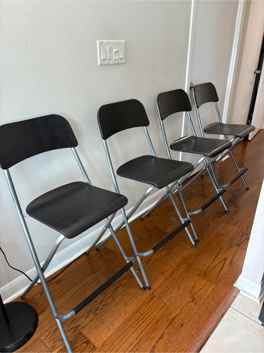 Moving sale! Set of 4 Black Folding Bar Stools - photo 3