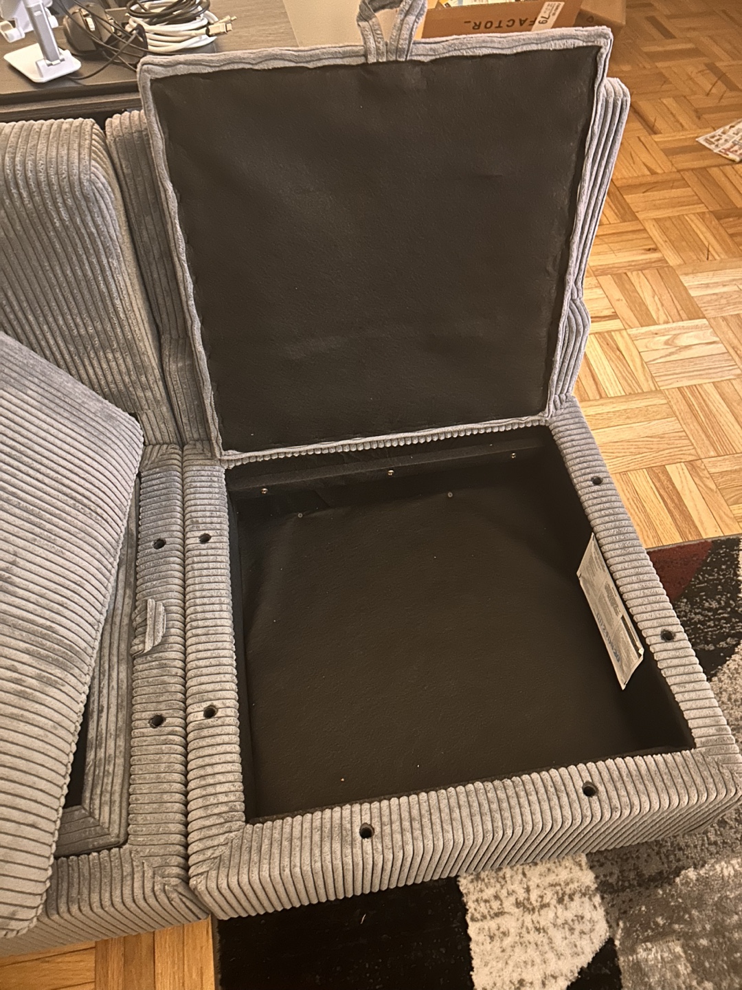 Gray Corduroy Sectional Sofa with Storage - photo 3