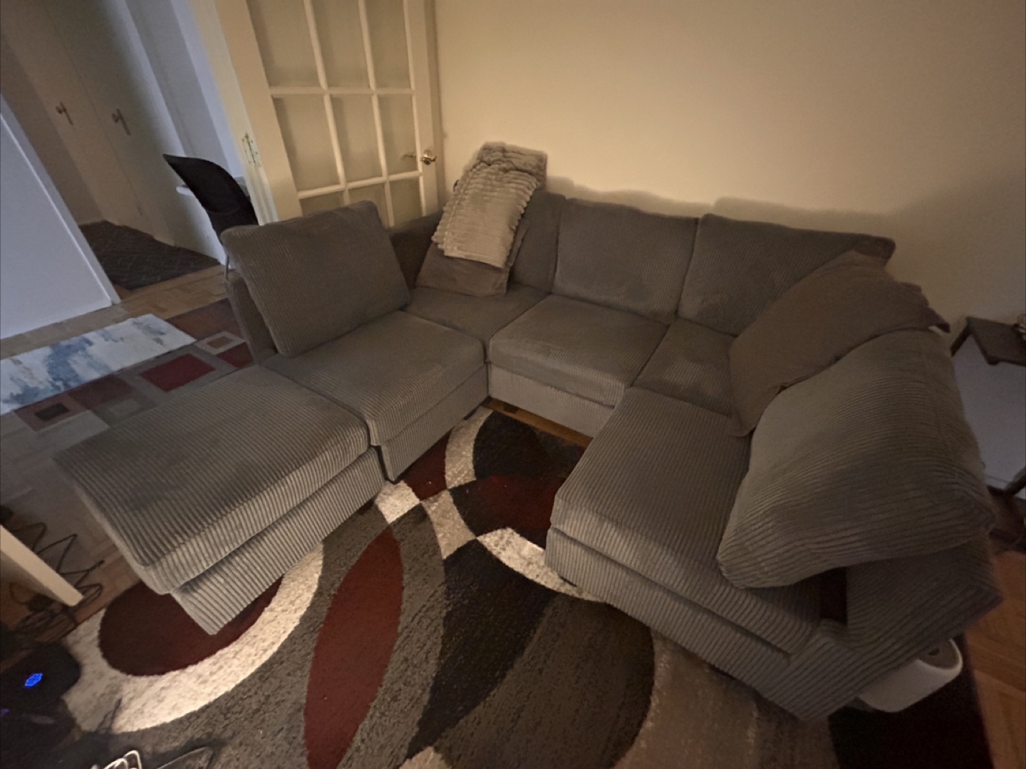 Gray Corduroy Sectional Sofa with Storage - photo 5