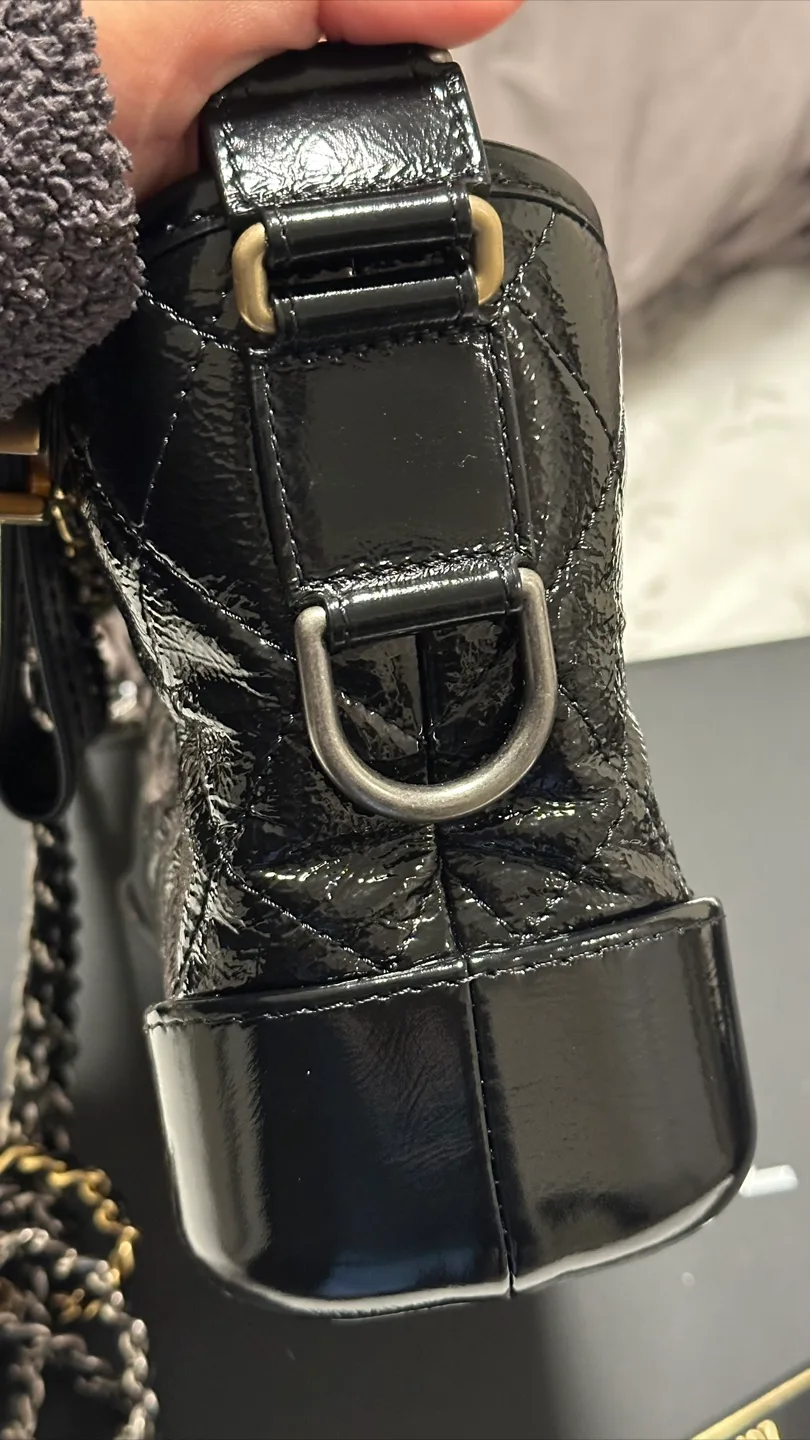 Chanel Black Patent Leather Small Gabrielle Hobo Bag image indicator(5)