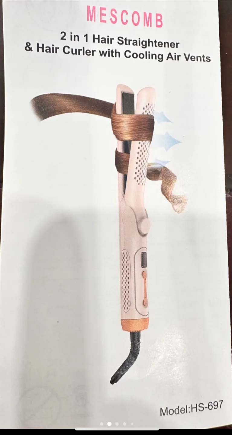 MESCOMB 2 in 1 Hair Straightener & Curler image indicator(2)