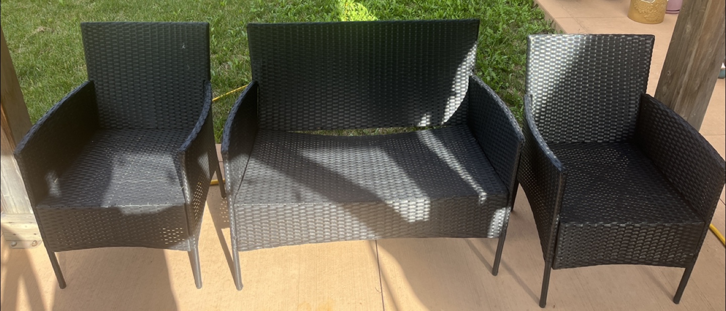 Black Wicker Patio Set - 3 Pieces