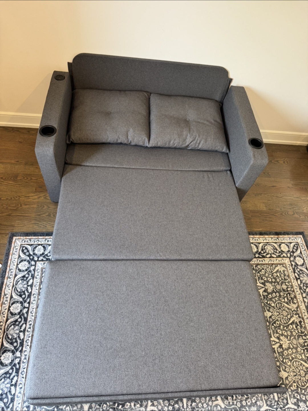 Gray Sofa Bed w/ Fast Charge Port & Cup Holders - photo 2
