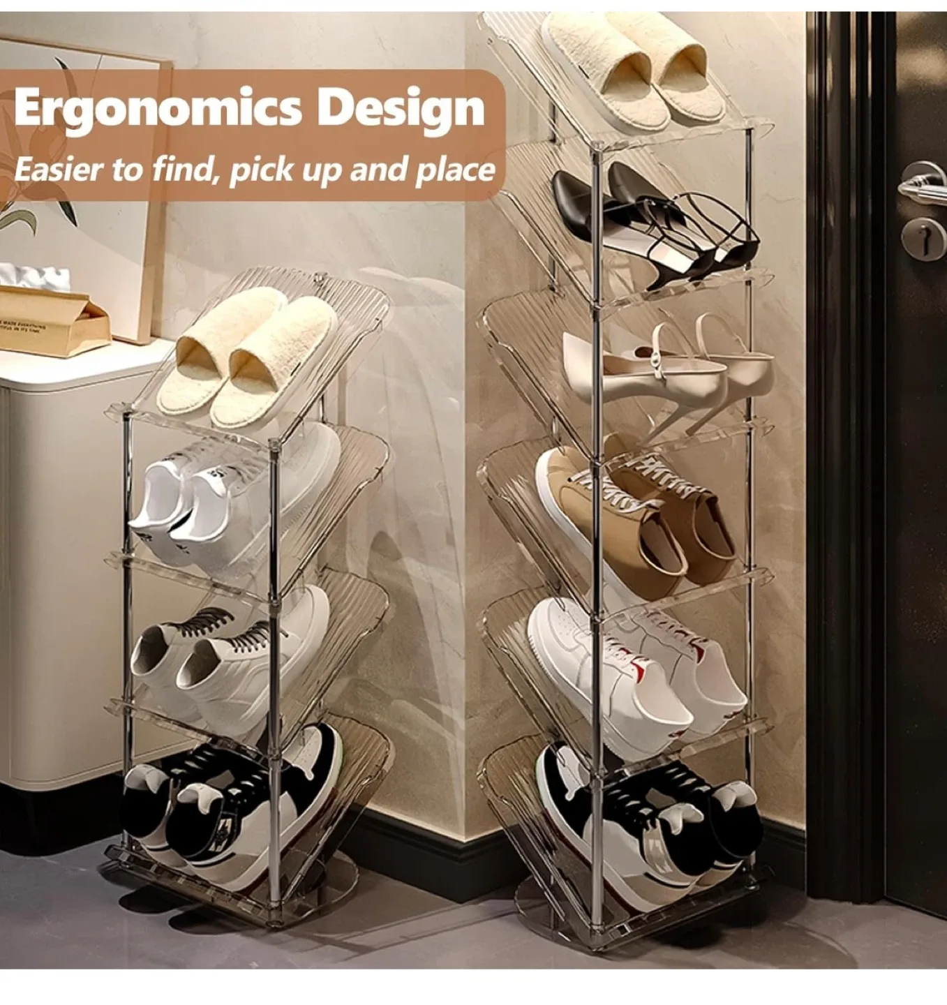 Pack of 2 Innovative Shoe Rack - Space Saving Design image indicator(3)