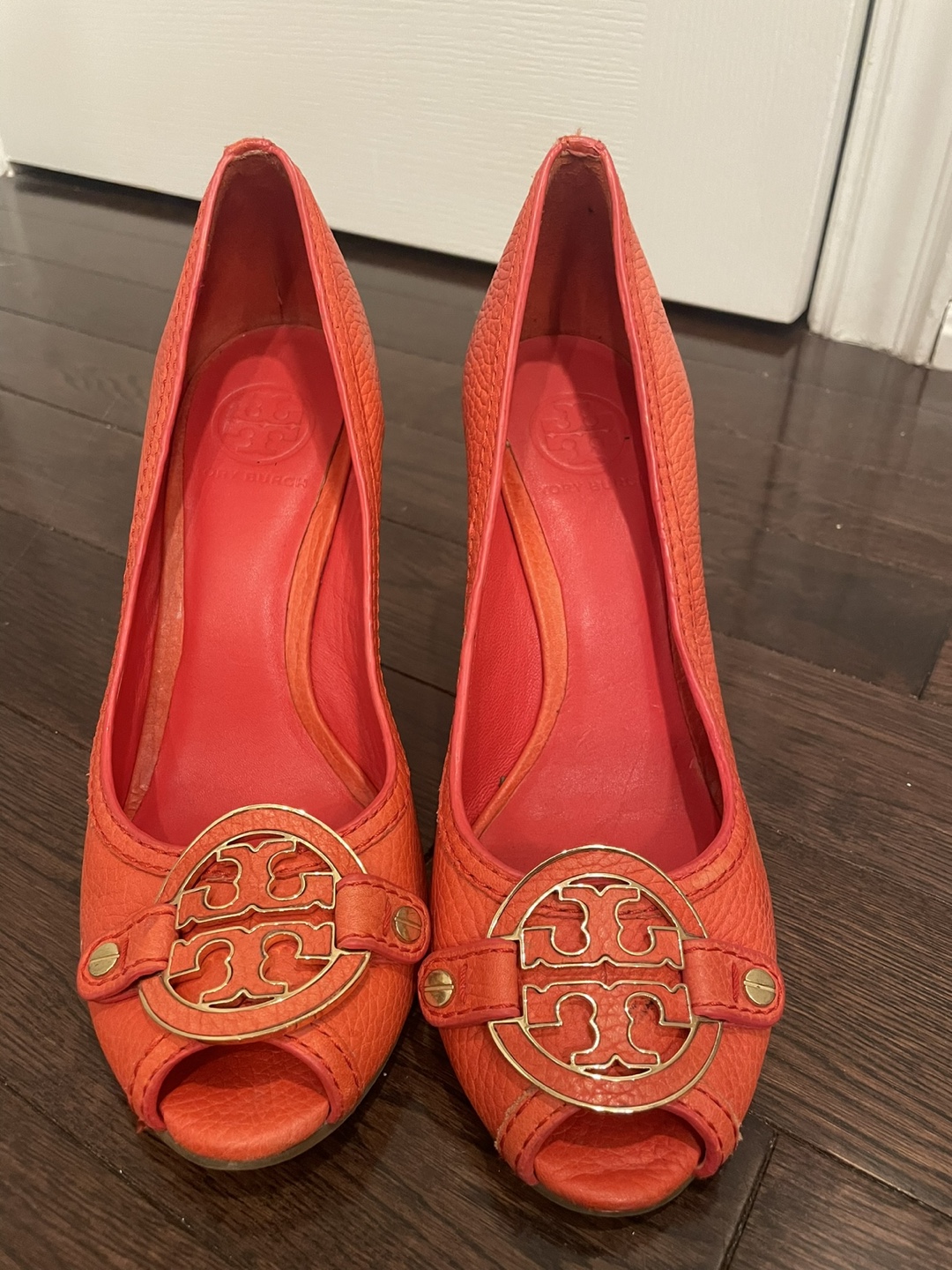 Tory Burch Orange Wedge Heel Shoes