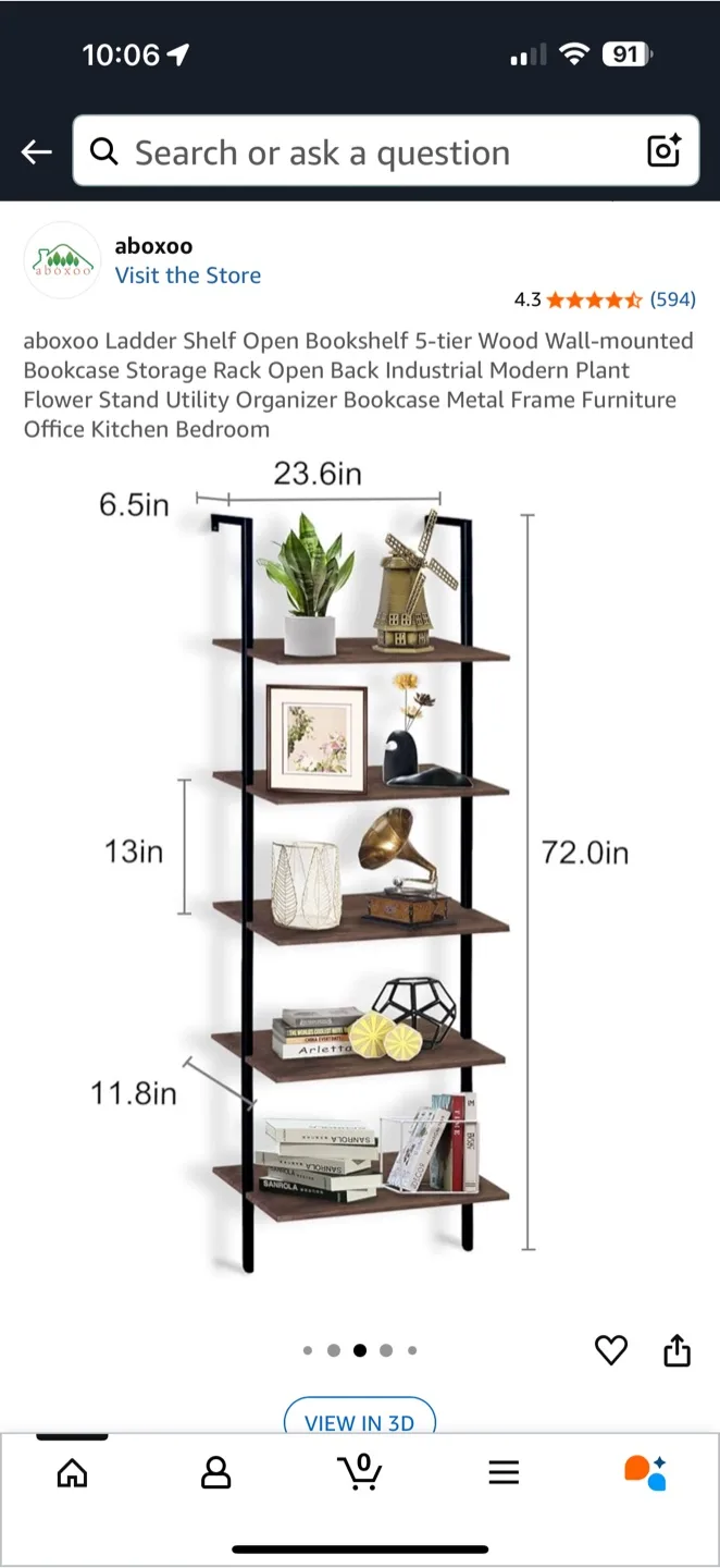 aboxoo Ladder Shelf - 5-Tier Bookshelf image indicator(4)