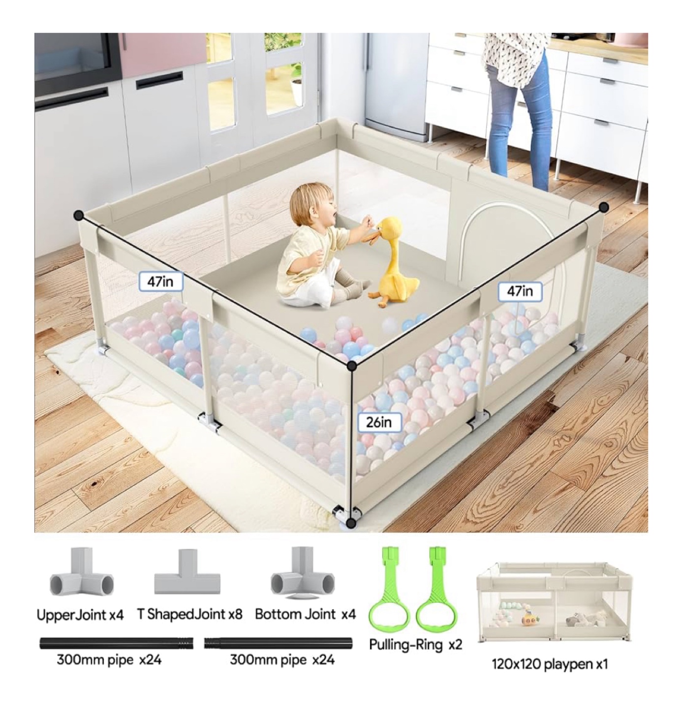Baby Playpen - Safe Play Area 47x47inch - photo 2