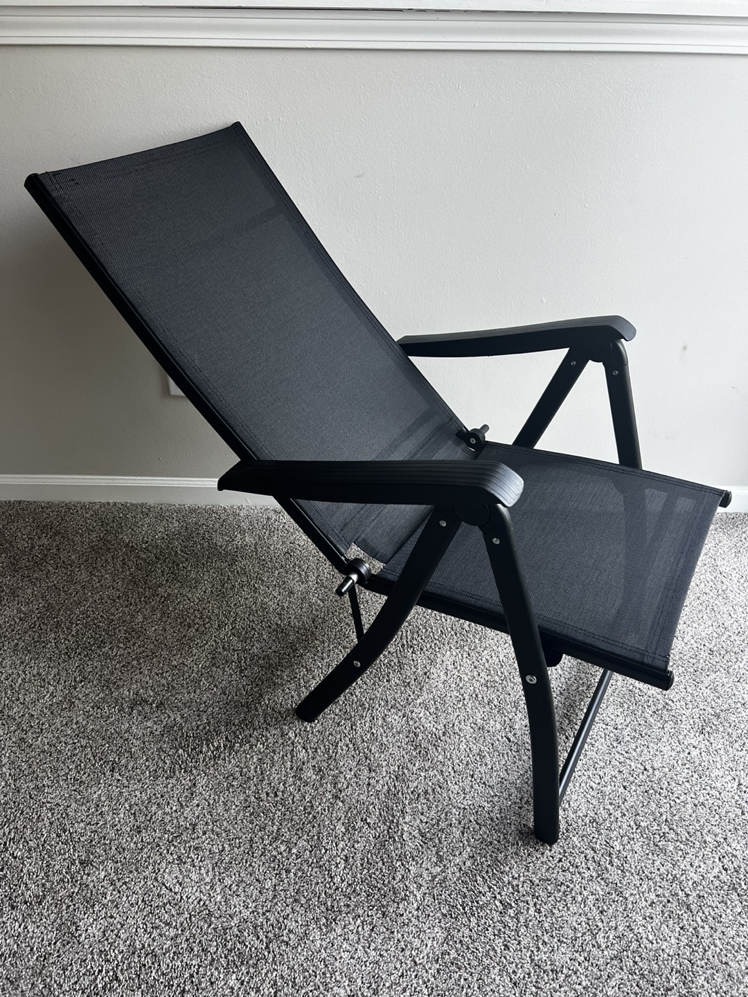 Black Folding Reclining Patio Chair - photo 2