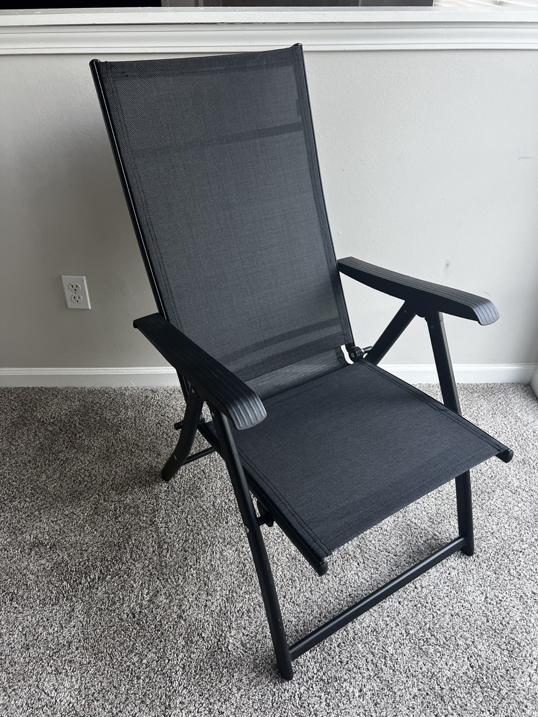 Black Folding Reclining Patio Chair