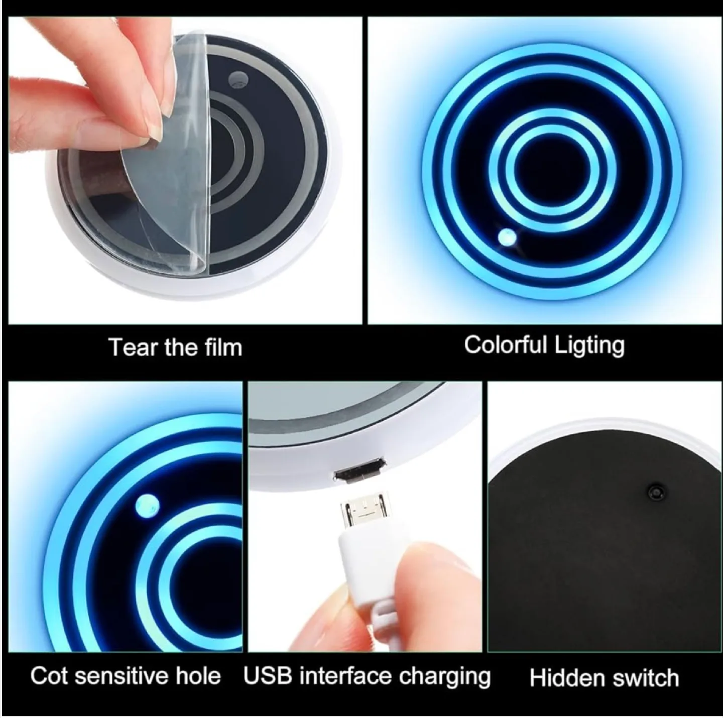 New 2 pieces Tallew LED Car Cup Holder Lights image indicator(2)