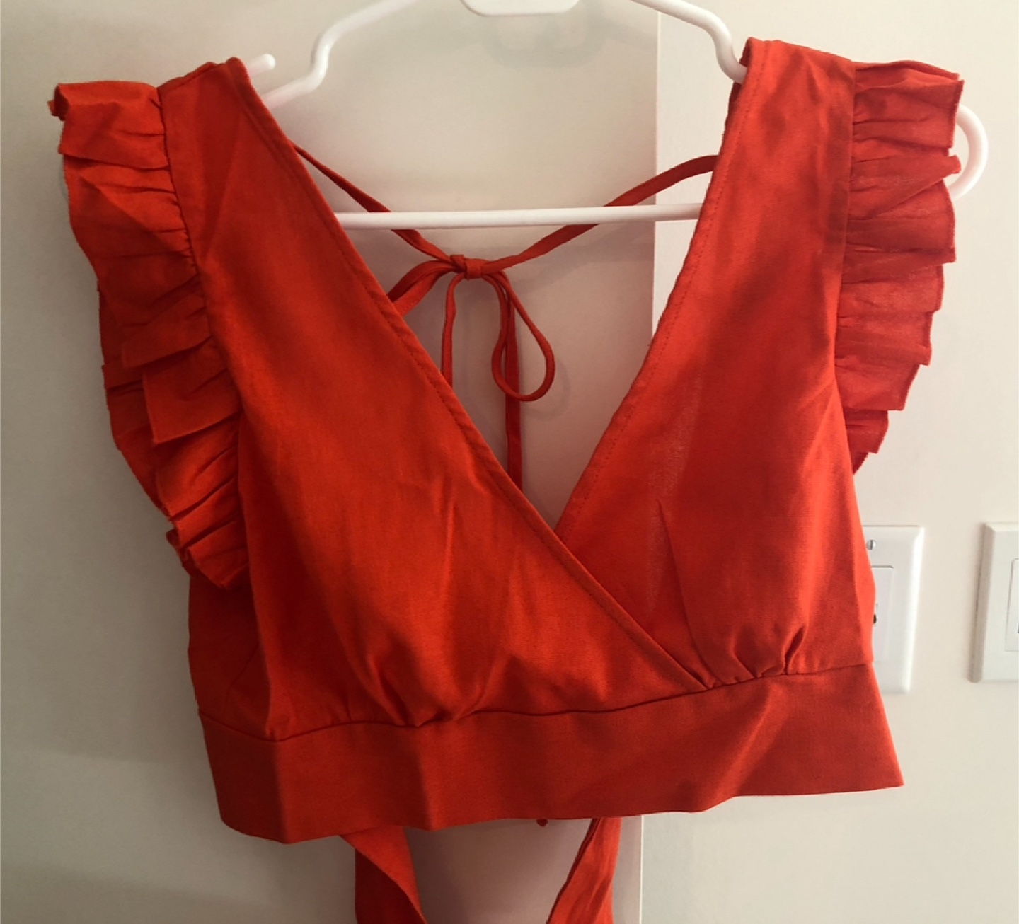 Orange Ruffle Crop Top