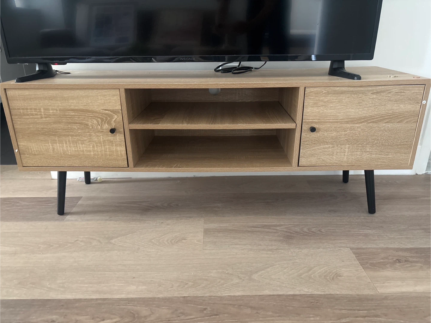 Light Wood TV Stand with Doors