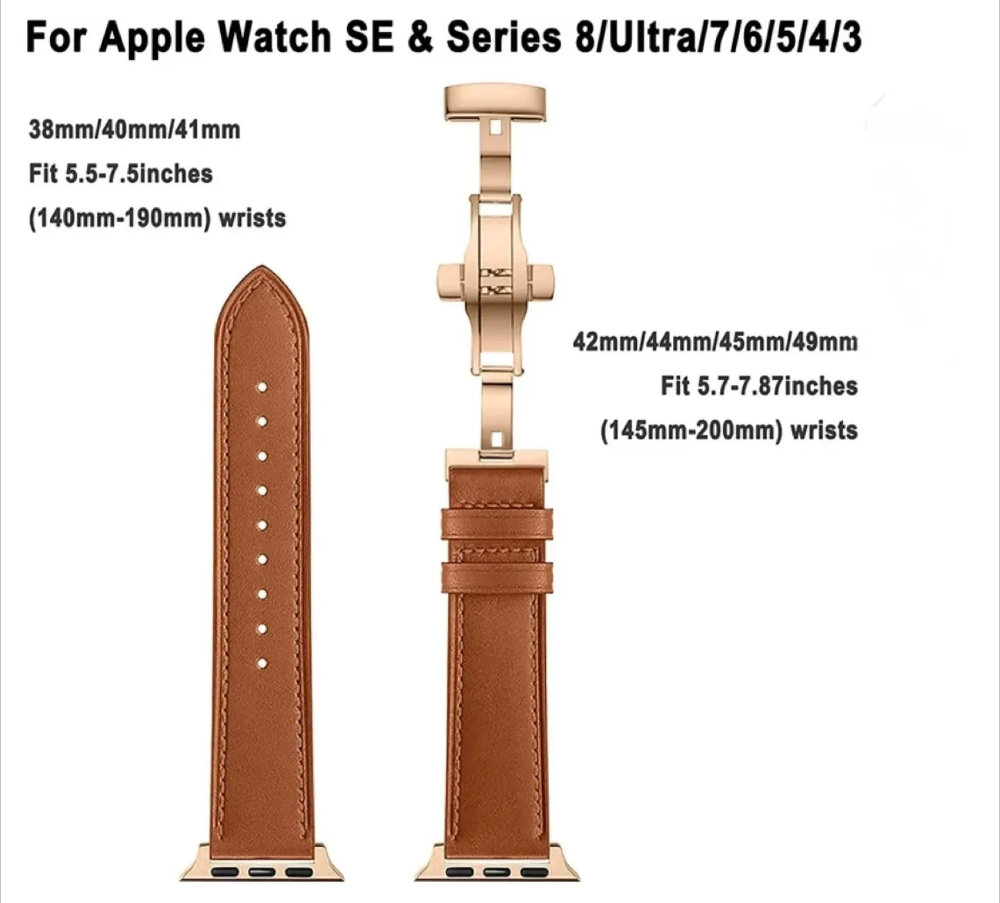 Apple Watch Band - Brown Leather, Gold Clasp image indicator(2)