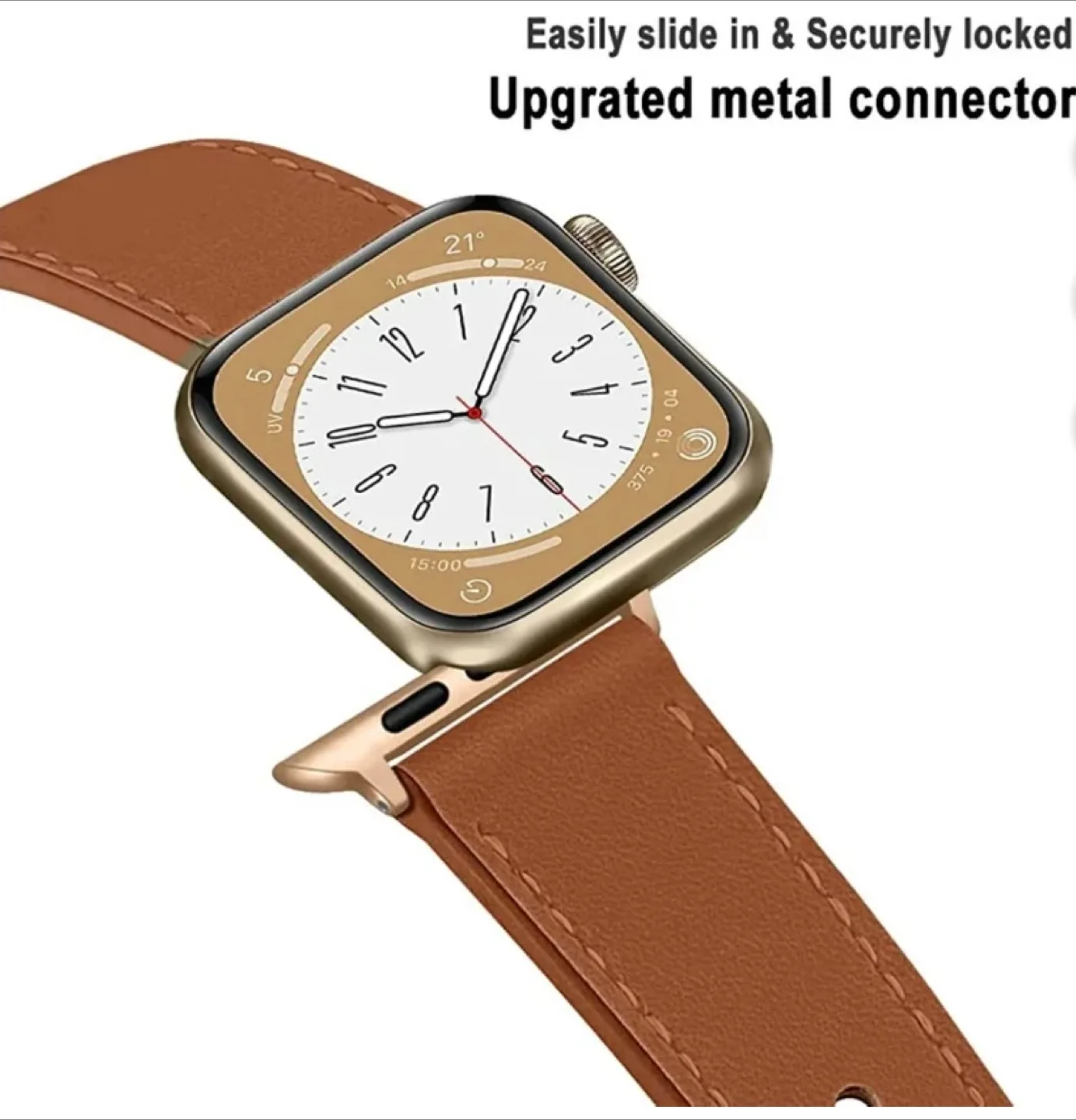 Apple Watch Band - Brown Leather, Gold Clasp image indicator(5)