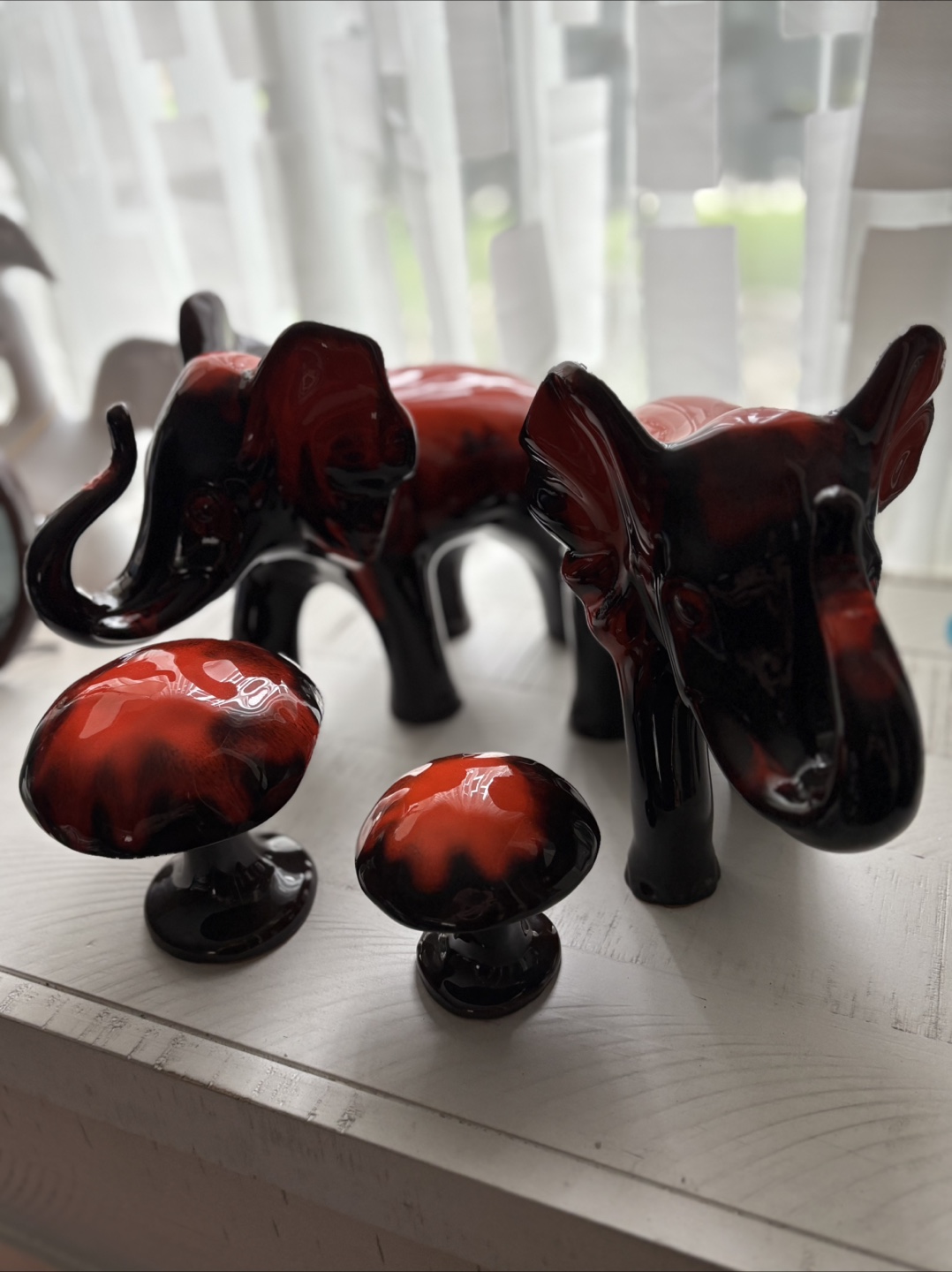 Vintage Ceramic Elephant & Mushroom Set