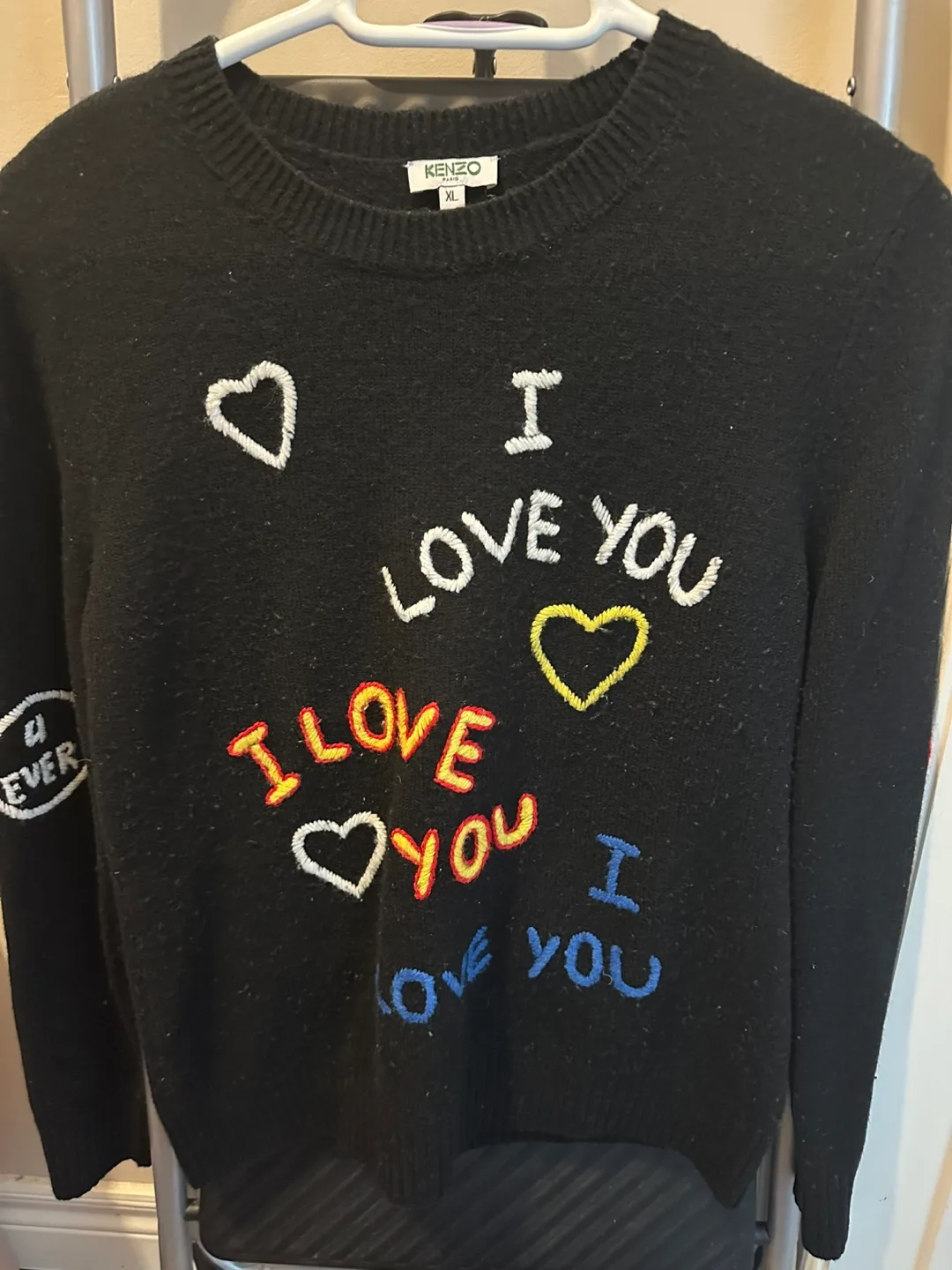 KENZO I Love You Black Sweater - XL thumbnail