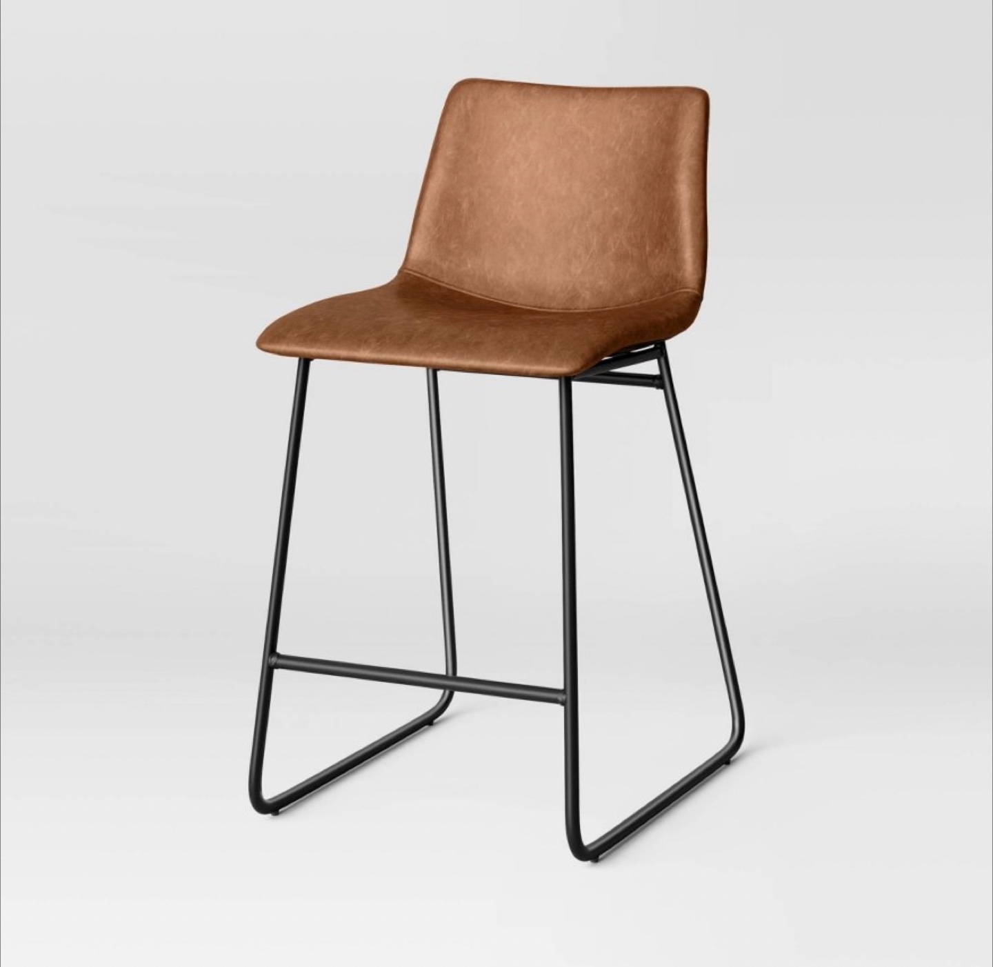 Set of 4 Faux Leather Bar Stools - Brown - photo 5