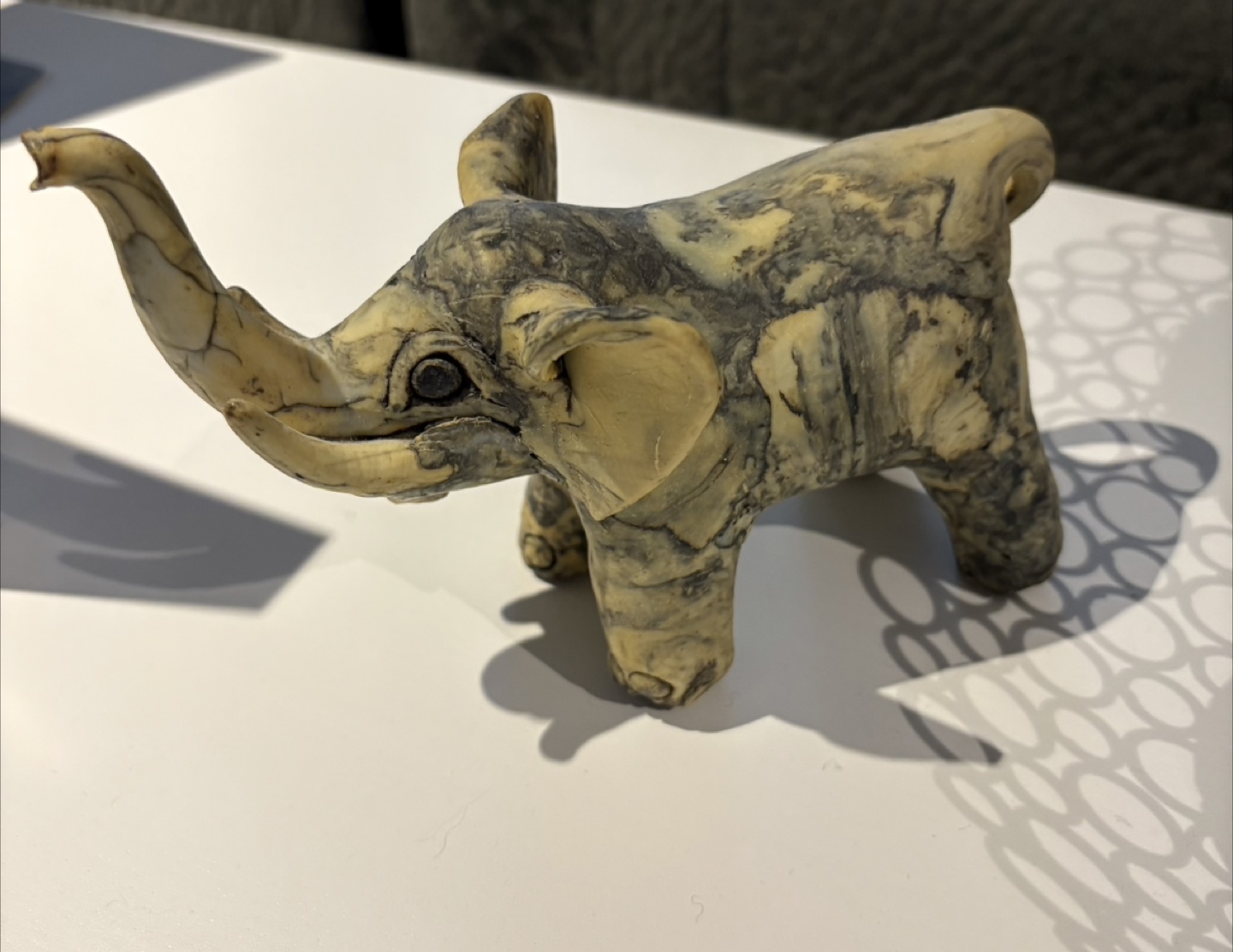 Vintage Elephant Figurine - Resin Carving