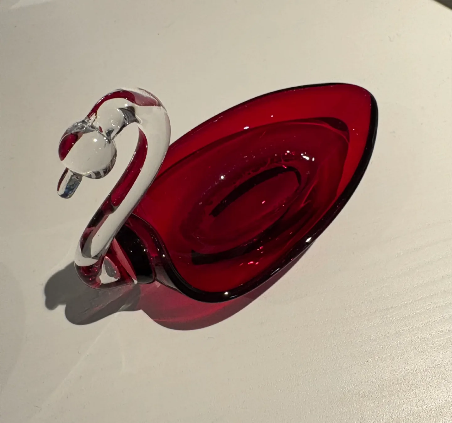 Vintage Miniature Red Glass Swan Figurine thumbnail