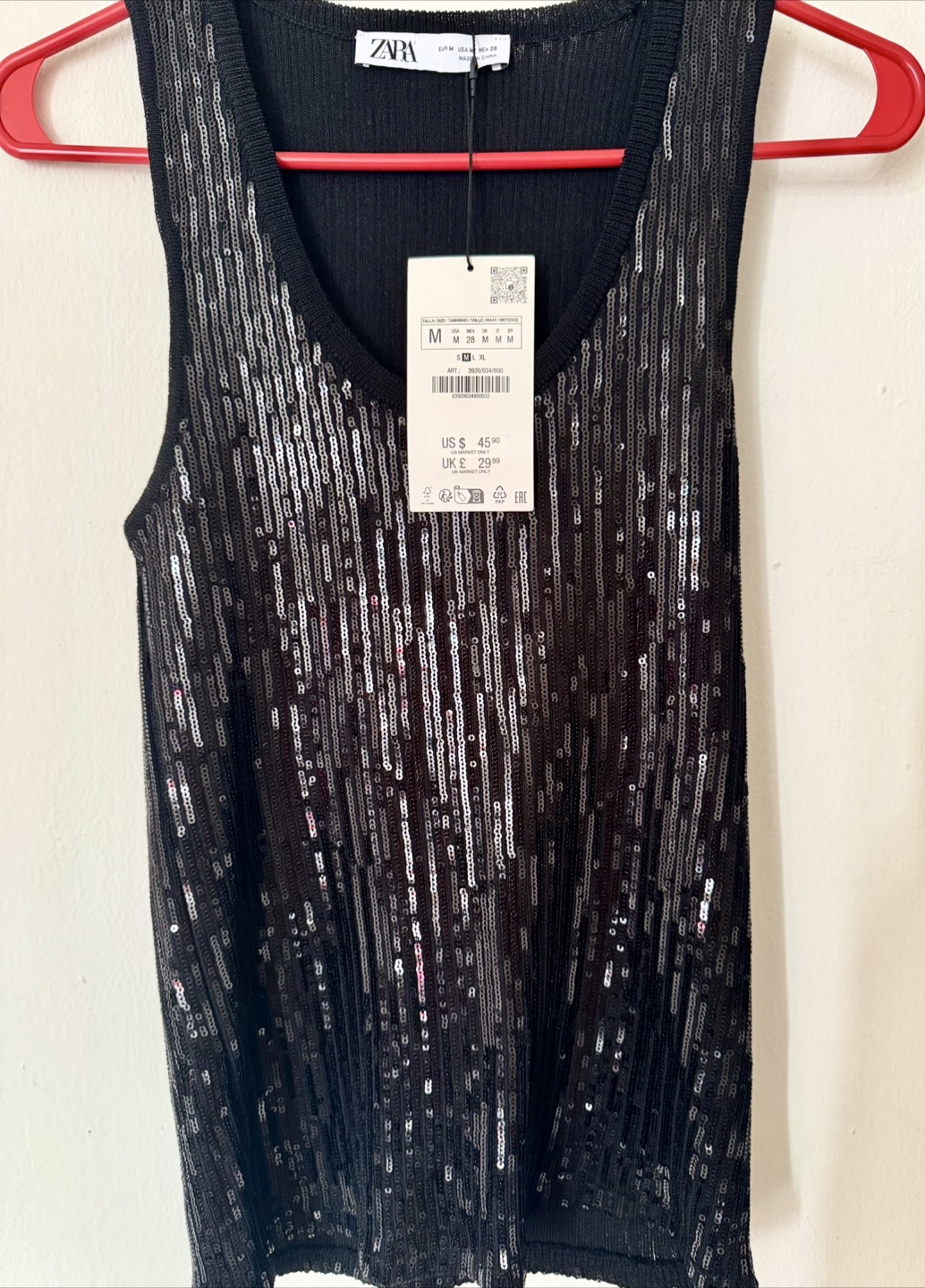 Zara Sequin Tank Top - Size M