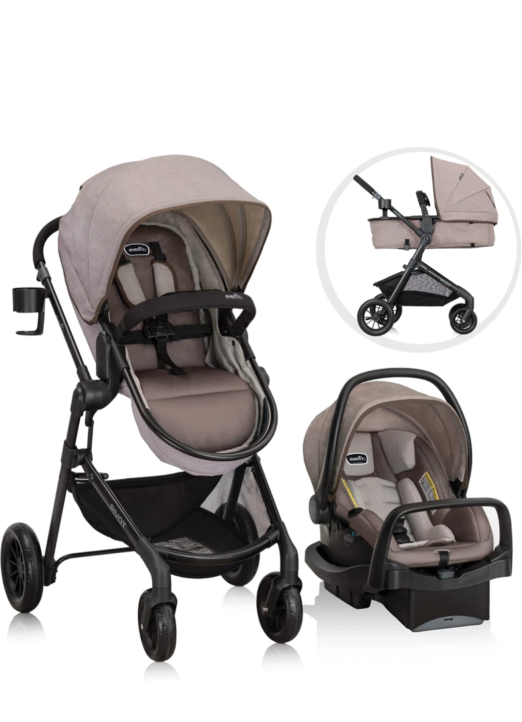 Evenflo Pivot Travel System – Stroller + Car Seat + Base