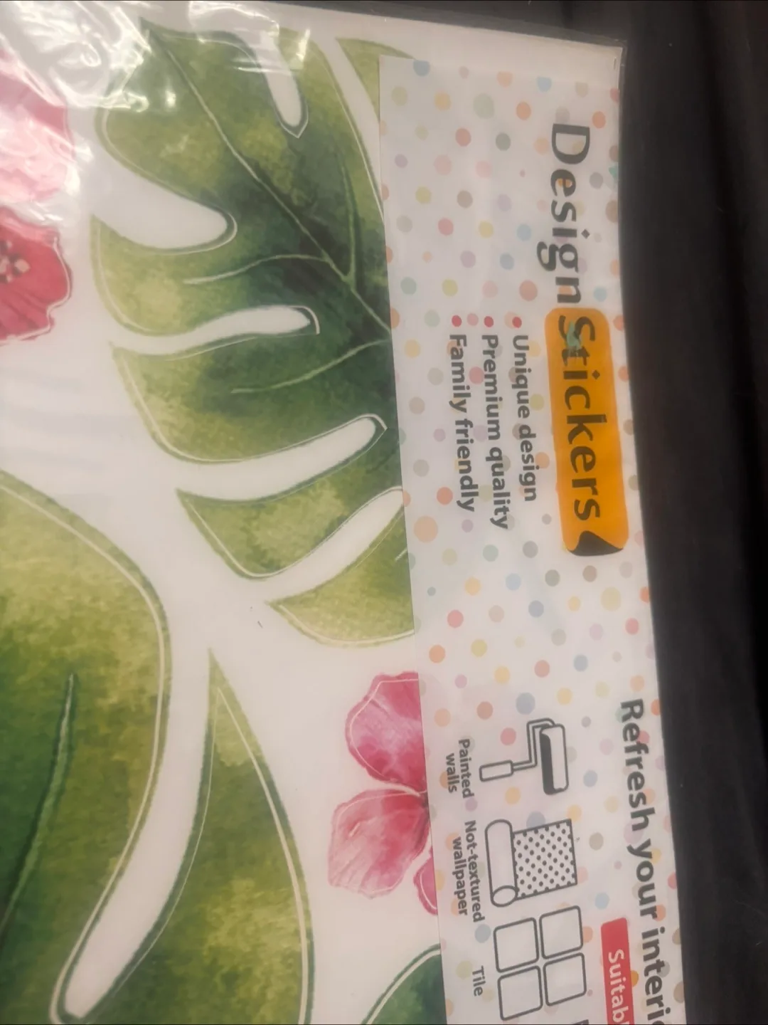 New Palm Leaves Wall Decals (Leaves Watercolor w/Flowers) image indicator(5)