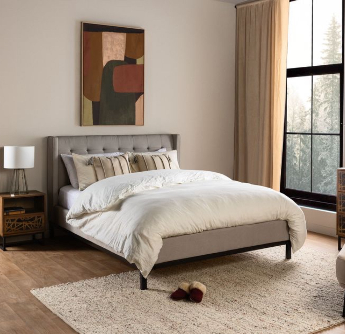 Upholstered Platform Bed Frame - Queen Size - photo 3